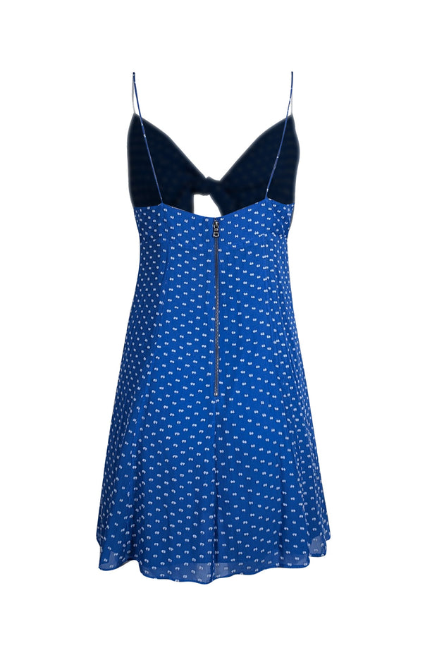 alice + olivia Roe Tie Front Flare Dress Imperial Blue/White 4 alice + olivia Roe Tie Front Flare Dress Imperial Blue/White 4