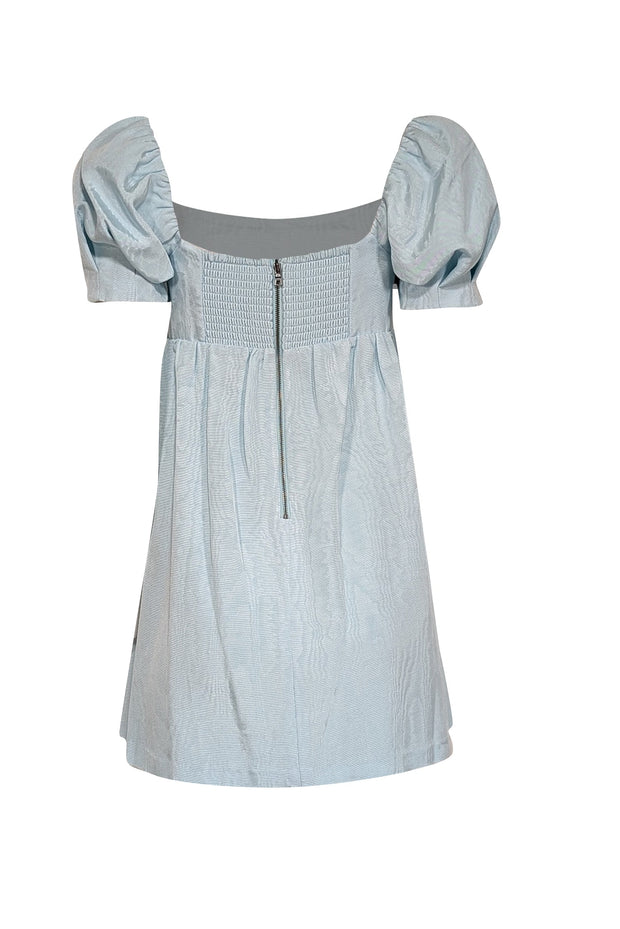 pastel blue babydoll dress Light Blue Puff Sleeve Babydoll Dress - Dress