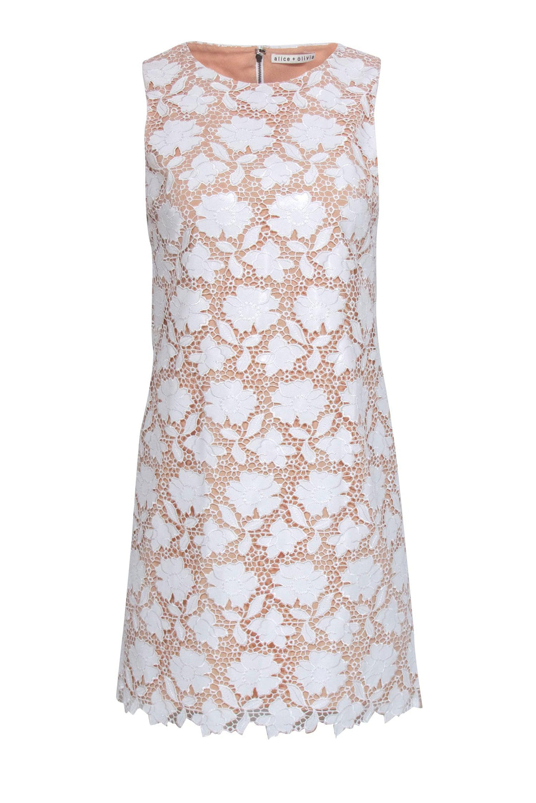Alice & Olivia - White Faux Leather Eyelet Lace Dress Sz 4