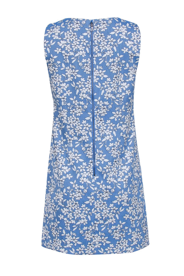 Alice & Olivia - Blue & White Floral Jacquard Sleeveless Dress Sz 8 Alice & Olivia - Blue & White Floral Jacquard Sleeveless Dress Sz 8