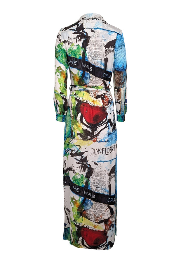 Alice & Olivia - White, Blue, Green, & Black Print Button Front Maxi D Alice & Olivia - White, Blue, Green, & Black Print Button Front Maxi D