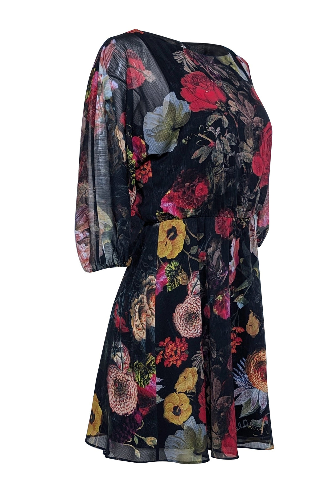 Alice & Olivia - Black & Red Multicolor Floral Long Sleeve Mini Dress Alice & Olivia - Black & Red Multicolor Floral Long Sleeve Mini Dress