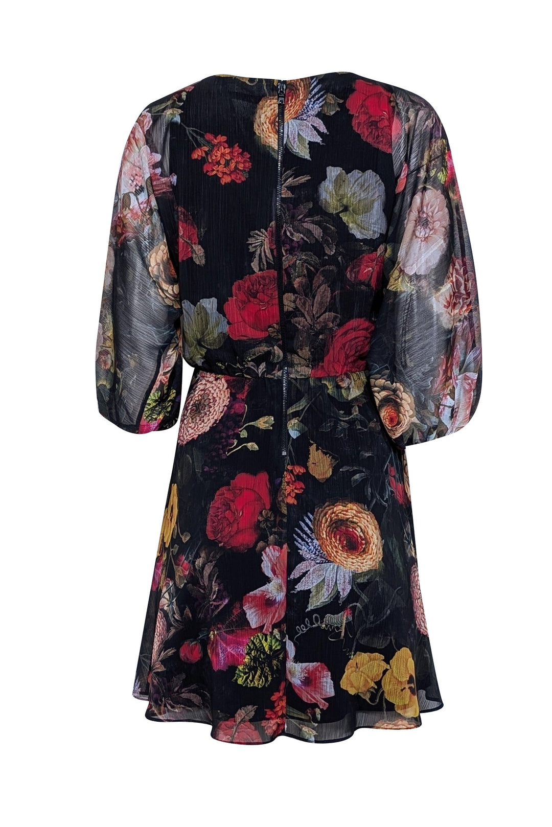 Alice & Olivia - Black & Red Multicolor Floral Long Sleeve Mini Dress Alice & Olivia - Black & Red Multicolor Floral Long Sleeve Mini Dress