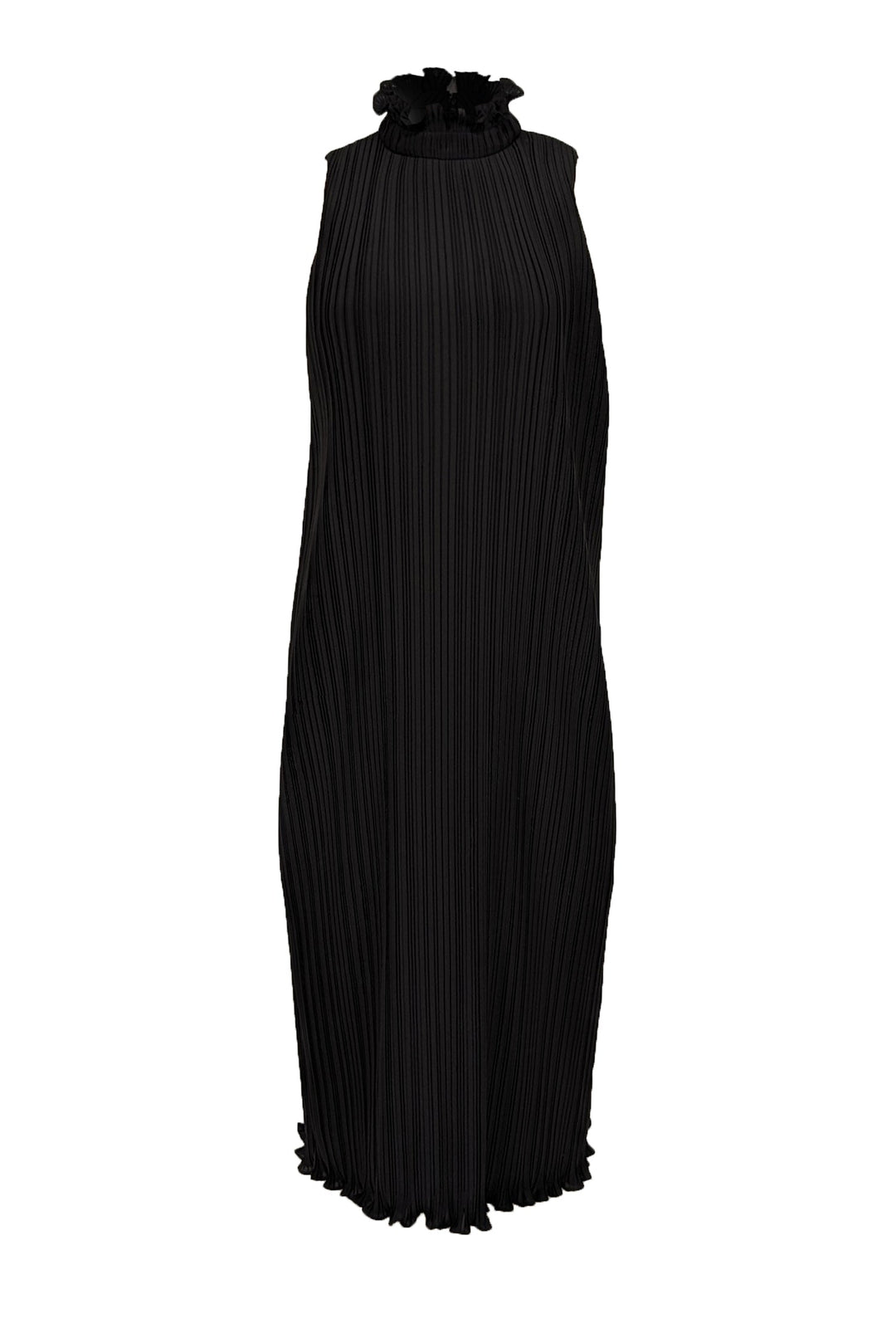 Alice & Olivia - Black Pleated Ruffled Mock Neckline Dress Sz 4