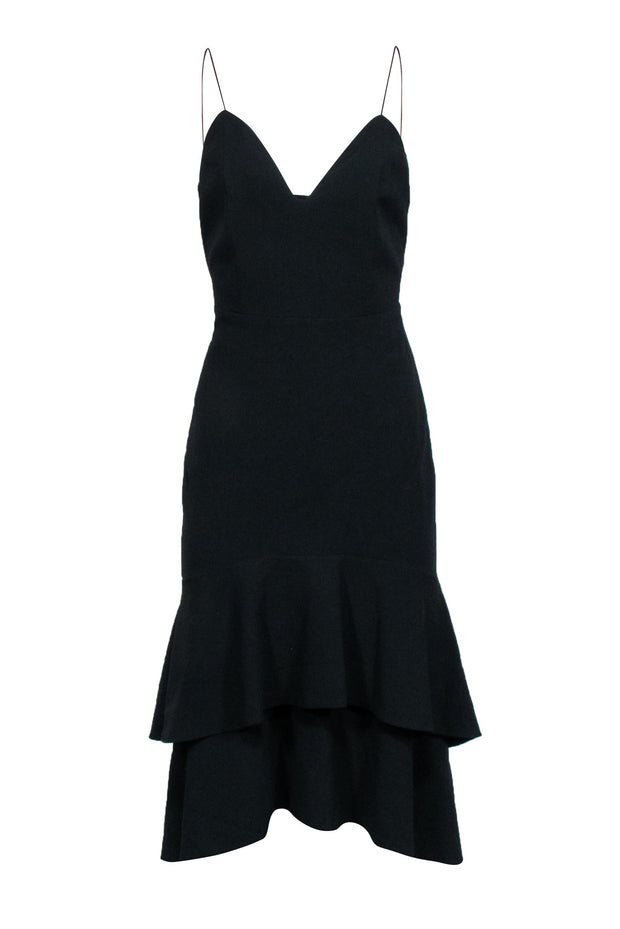 alice and olivia black midi dress MONA MIDI DRESS in TAPESTRY TRAILS SM BLACK