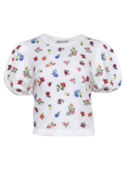 Current Boutique-Alice & Olivia - White & Multi Color Floral Knit Top Sz M