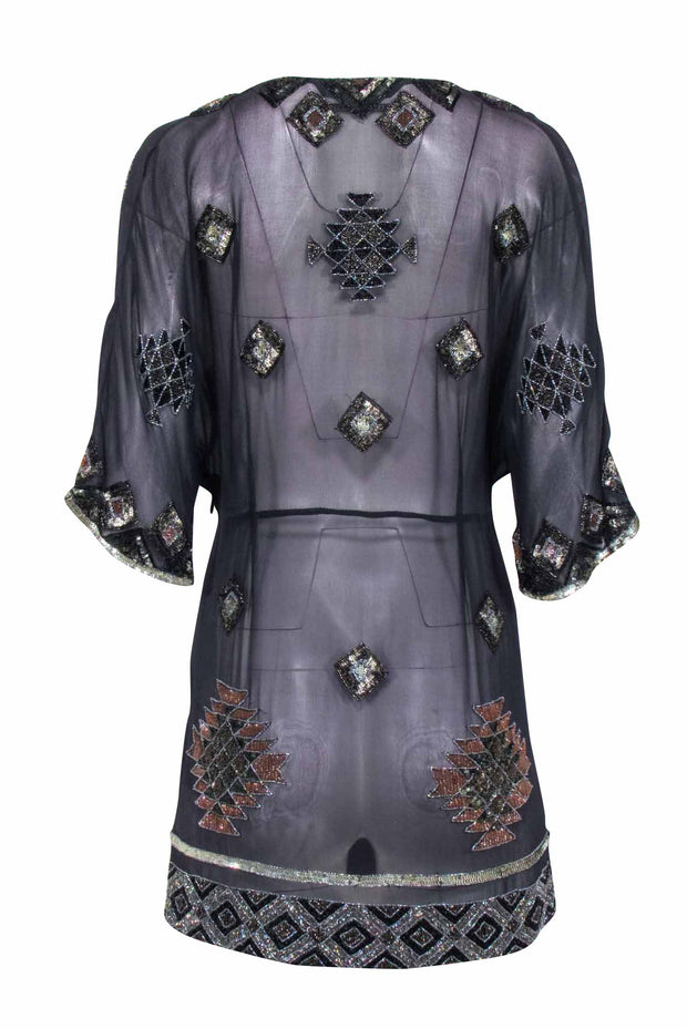 All Saints - Navy Silk Beaded Shift Dress Sz 4 All Saints - Navy Silk Beaded Shift Dress Sz 4