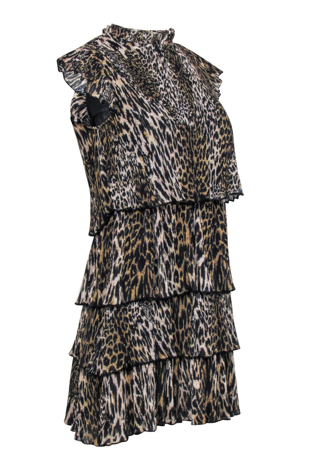Current Boutique-All Saints - Tan & Black Leopard Print Sleeveless "Antheia Kiku" Mini Dress Sz 4