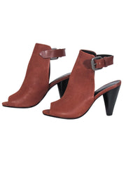 Current Boutique-All Saints - Tan Leather Peep Toe Short Boots Sz 6