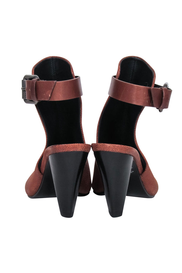 Current Boutique-All Saints - Tan Leather Peep Toe Short Boots Sz 6