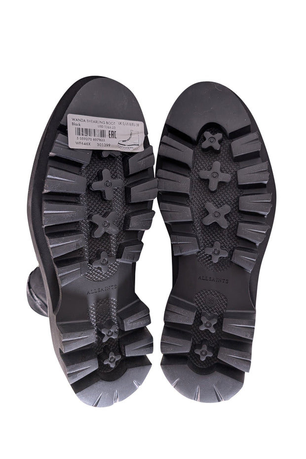 Current Boutique-All Saints - Black "Wanda" Shearling Booties Sz 8