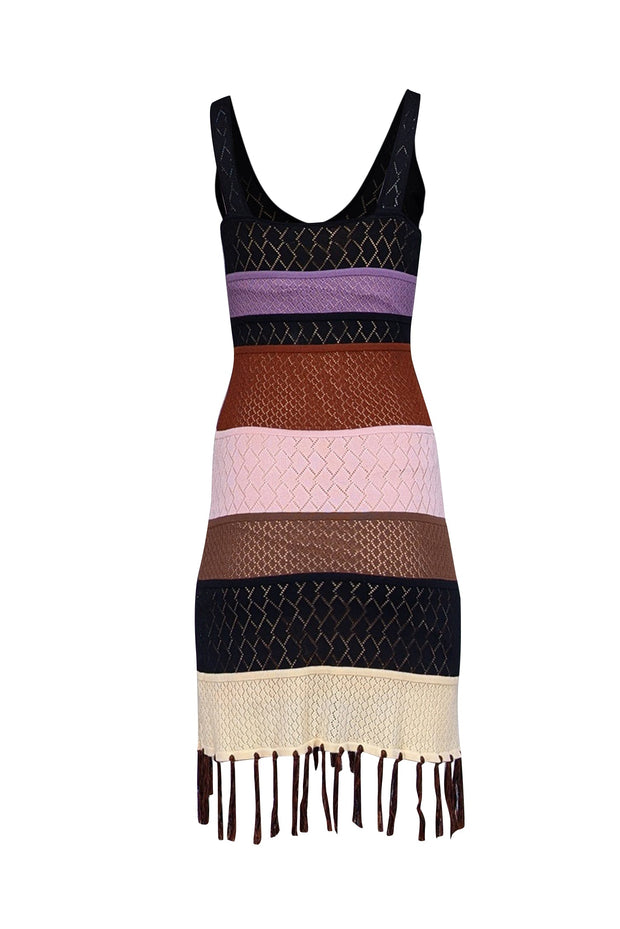 Allison - Black, Brown, & Lavender Knit Fringe Hem Dress Sz XS Allison - Black, Brown, & Lavender Knit Fringe Hem Dress Sz XS