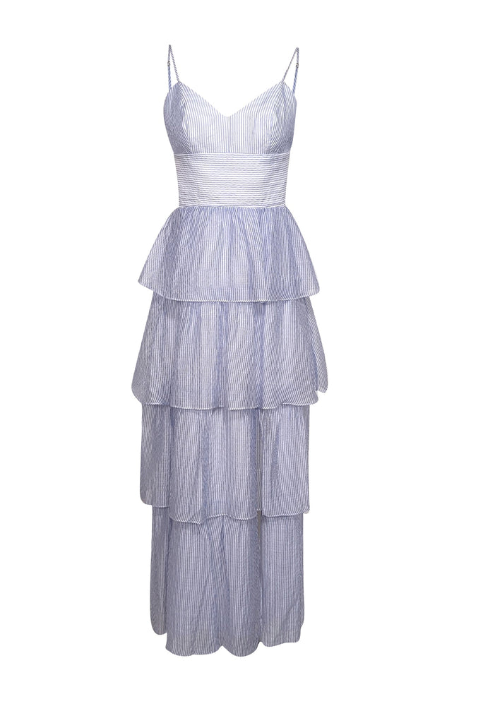 amanda uprichard blue and white dress Chanel Printemps 1997 Silk RD-10.03.25 paced Manhattan lifestyle Size:Make To Measure