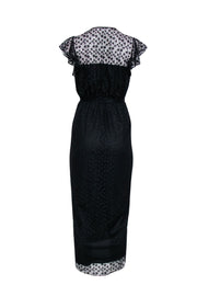 Current Boutique-Amanda Uprichard - Black Star Lace Flutter Cap Sleeve Formal Dress Sz M