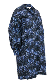 ann mashburn shirt dress Gianna Maxi Collared Shirtdress in Navy Nylon Faille