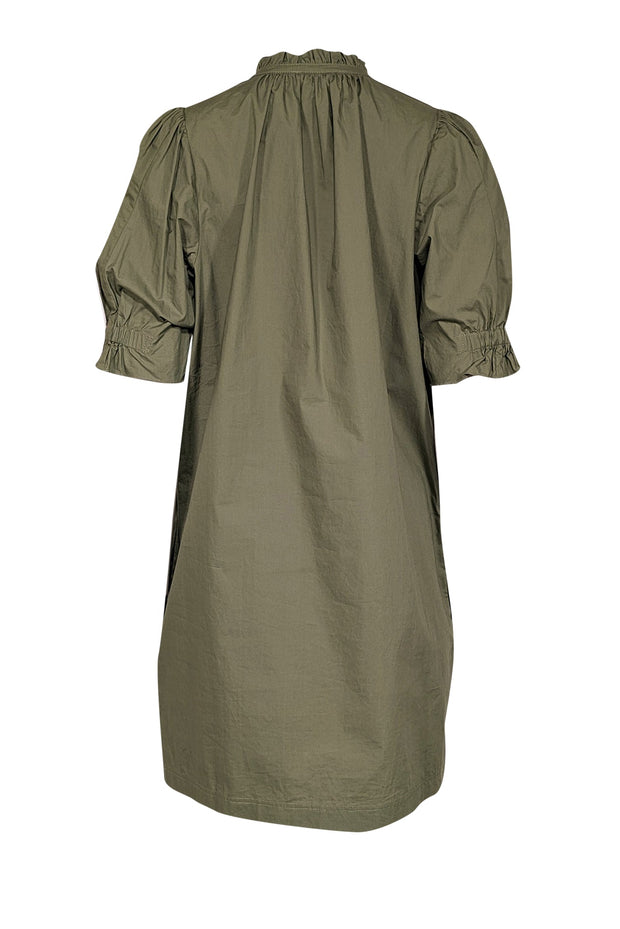 Apiece Apart - Green Cotton Puff Sleeve Mini Dress Sz M Apiece Apart - Green Cotton Puff Sleeve Mini Dress Sz M