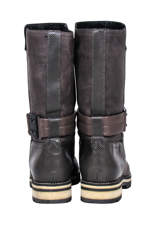 Current Boutique-Aquatalia - Brown Leather Ankle Strap Short Boots Sz 6.5