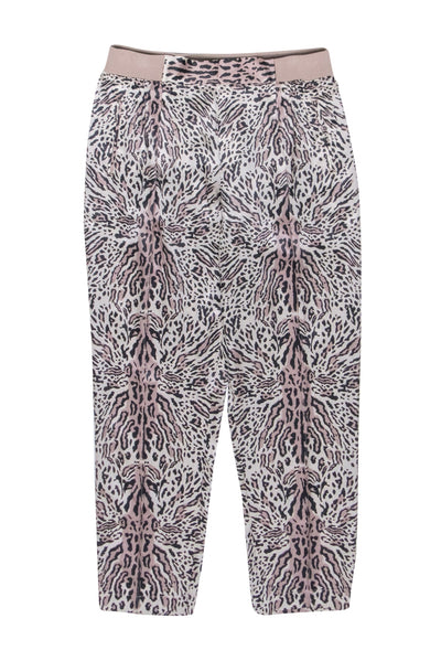 Current Boutique-ATM - Beige & Black Ocelot Print Silk Pull-On Pants Sz S