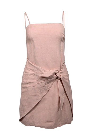 Current Boutique-Auteur - Pink Sand Linen Blend Tie Front Mini Dress Sz M