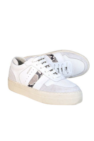 Current Boutique-Axel Arigato - White Leather & Suede Sneakers w/ Snakeskin Trim Sz 7.5