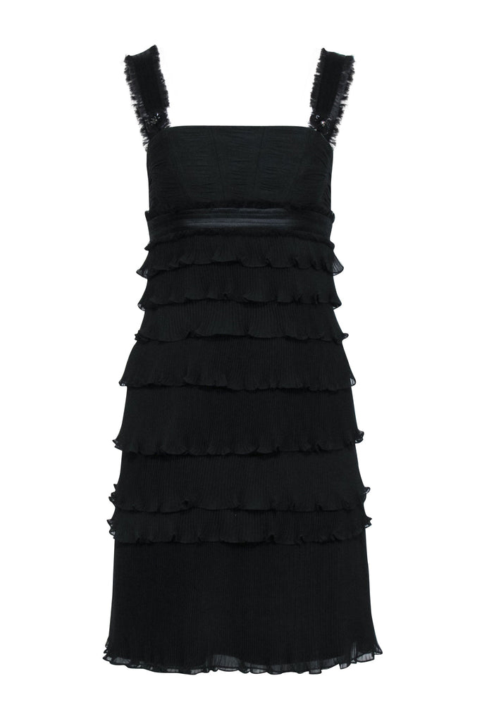Badgley Mischka - Black Ruffle Sleeveless Dress Sz 2