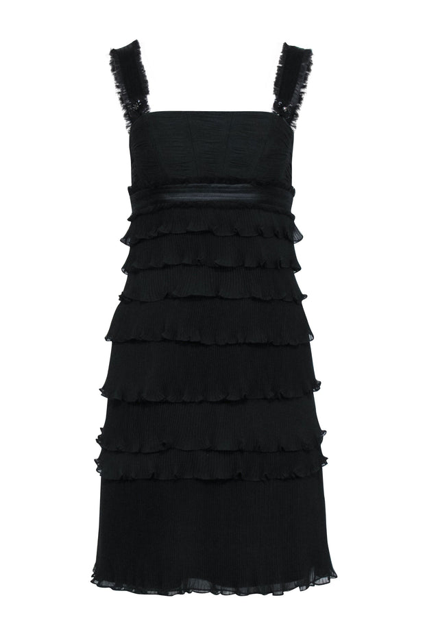 Badgley Mischka - Black Ruffle Sleeveless Dress Sz 2 Badgley Mischka - Black Ruffle Sleeveless Dress Sz 2