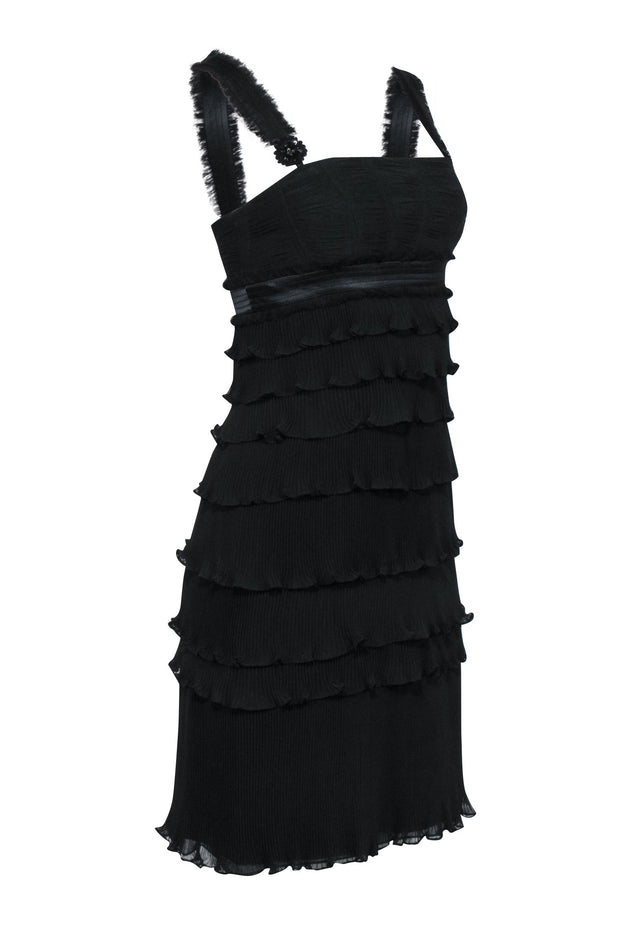 Badgley Mischka - Black Ruffle Sleeveless Dress Sz 2 Badgley Mischka - Black Ruffle Sleeveless Dress Sz 2