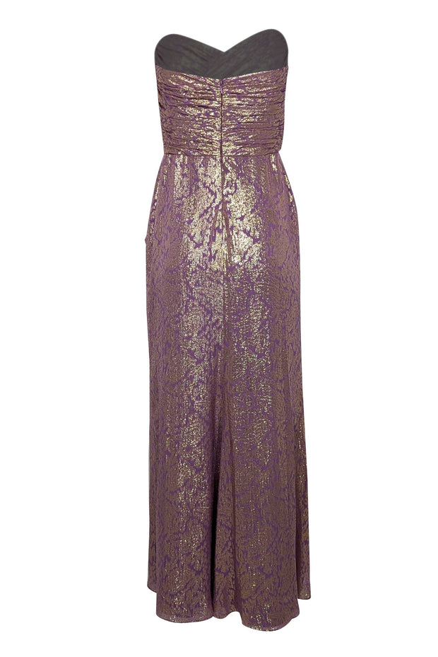 Badgley Mischka - Purple & Gold Metallic Strapless Formal Dress Sz 8 Badgley Mischka - Purple & Gold Metallic Strapless Formal Dress Sz 8