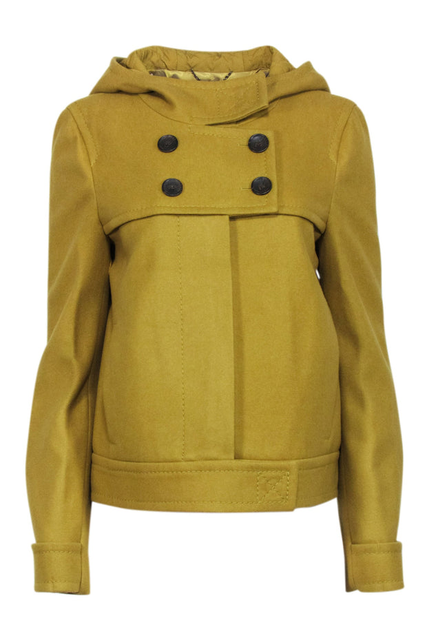 Current Boutique-BCBG Max Azria - Chartreuse Biker Style Peacoat w/ Hood Sz M