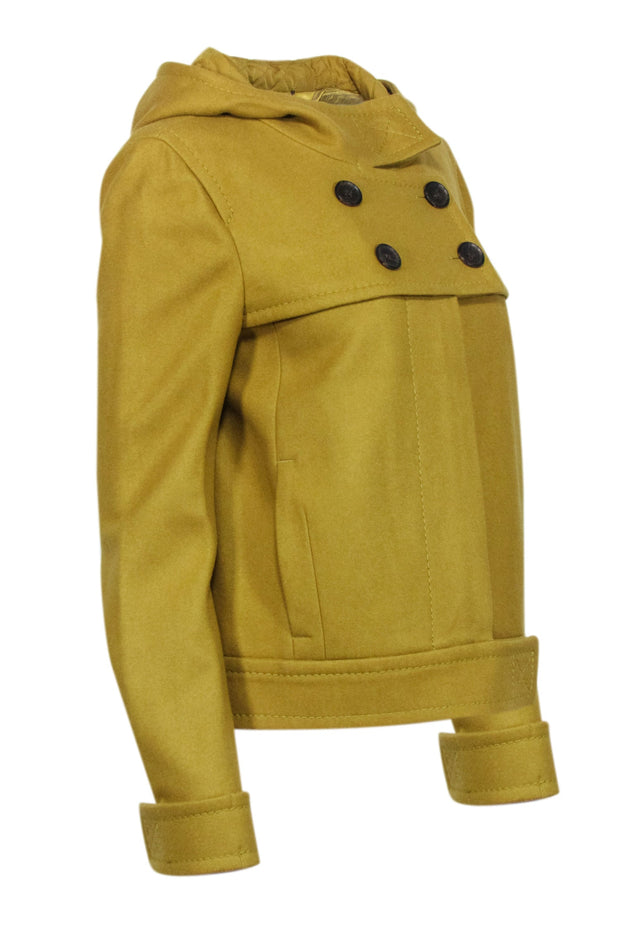 Current Boutique-BCBG Max Azria - Chartreuse Biker Style Peacoat w/ Hood Sz M