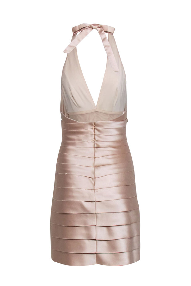 BCBG Max Azria - Beige Champagne Tiered Halter Mini Dress Sz 2 BCBG Max Azria - Beige Champagne Tiered Halter Mini Dress Sz 2