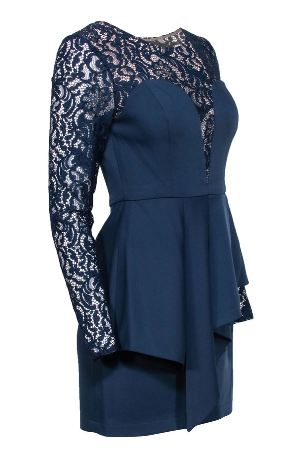 BCBG Max Azria - Navy Blue Long Sleeve Lace Dress Sz 2 BCBG Max Azria - Navy Blue Long Sleeve Lace Dress Sz 2