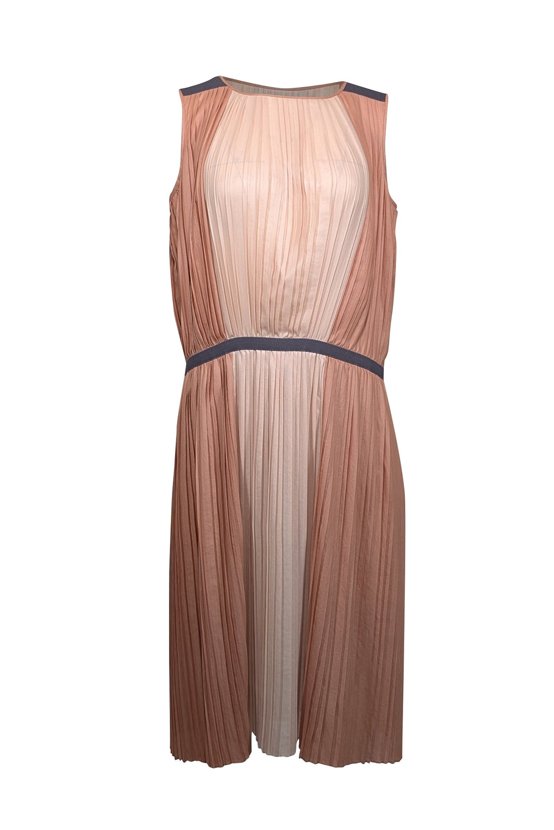 BCBG Max Azria - Tan, Cream, & Grey Pleated Sleeveless Dress Sz 4 BCBG Max Azria - Tan, Cream, & Grey Pleated Sleeveless Dress Sz 4