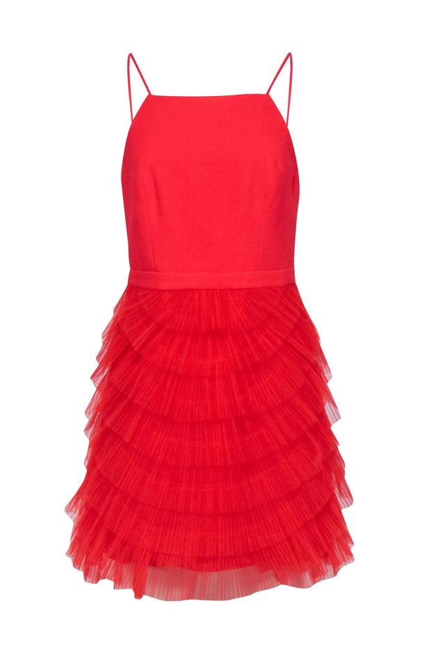 bcbg red tulle dress BCBG BCBGMAXAZRIA VIENNA DRESS RED TULLE OVER LACE STRAPLESS $368 sz 6