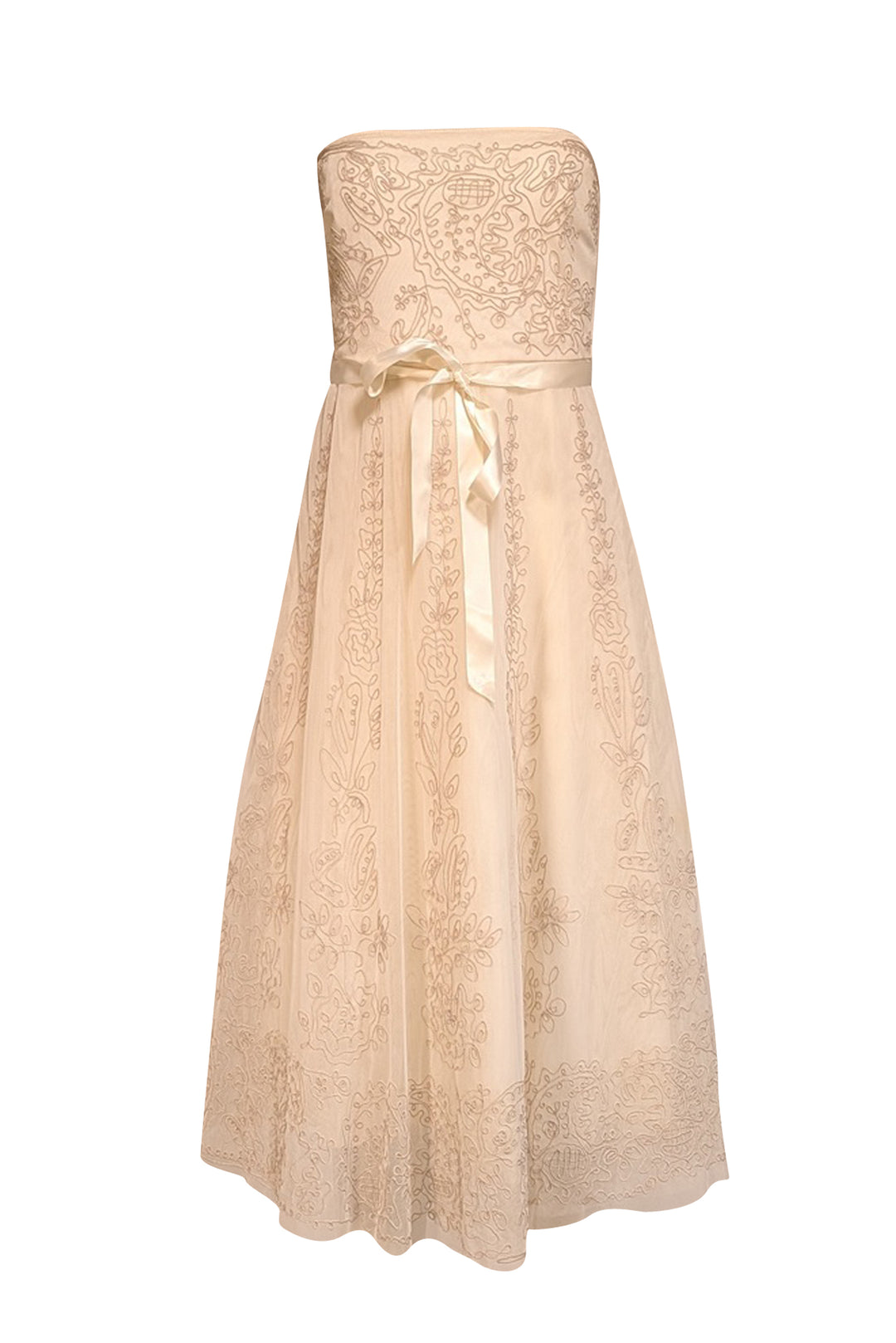 BCBG Max Azria - Ivory Embroidered Lace Strapless Dress Sz S BCBG Max Azria - Ivory Embroidered Lace Strapless Dress Sz S