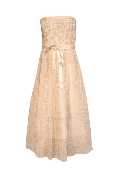 BCBG Max Azria - Ivory Embroidered Lace Strapless Dress Sz S BCBG Max Azria - Ivory Embroidered Lace Strapless Dress Sz S