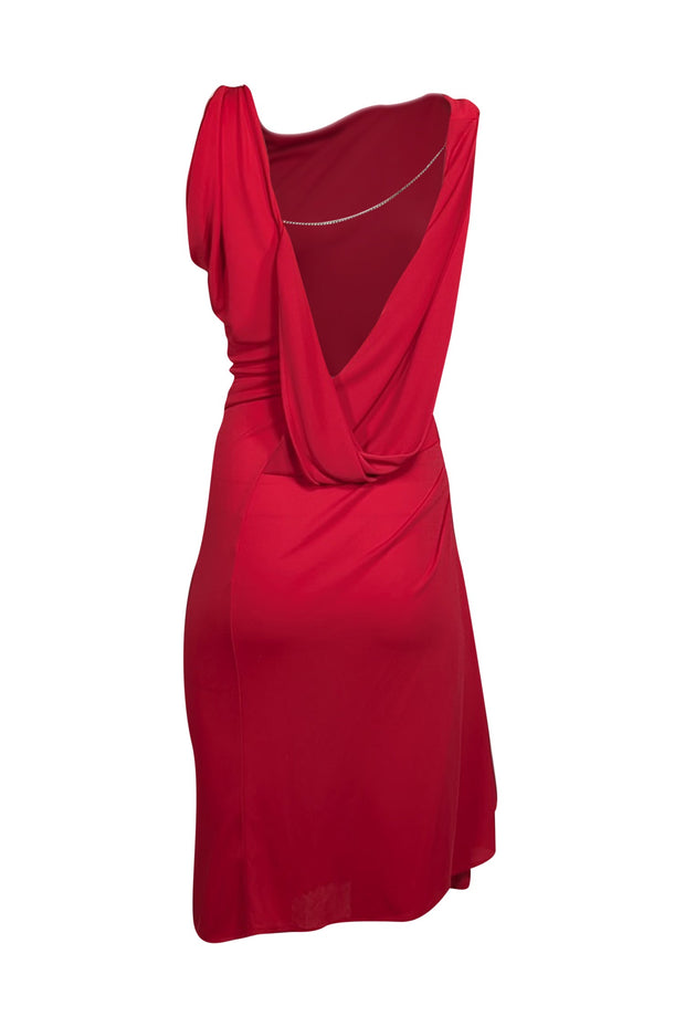 bcbg red off the shoulder dress NWT $248 BCBGMAXAZRIA DAYNE SIZE 0 JEWEL RED ASYMMETRICAL SHOULDER DRESS