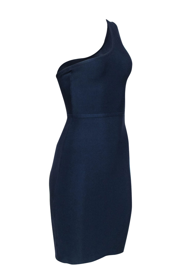 ariel in her blue dress BCBGMAXAZRIA Corset Tiered Evening Dress