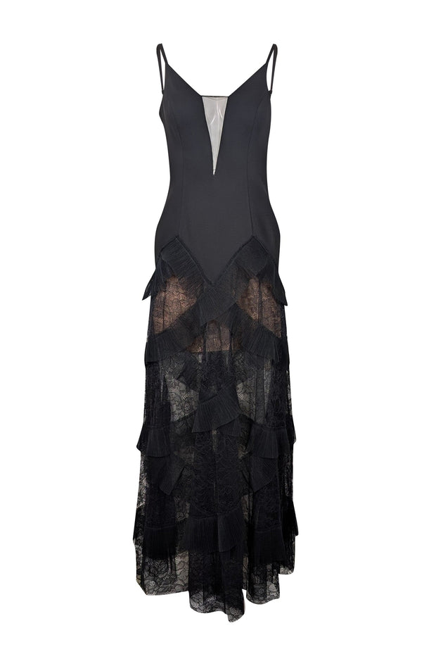 BCBG Max Azria - Black Ruffled Lace Sleeveless Formal Dress Sz 2 BCBG Max Azria - Black Ruffled Lace Sleeveless Formal Dress Sz 2