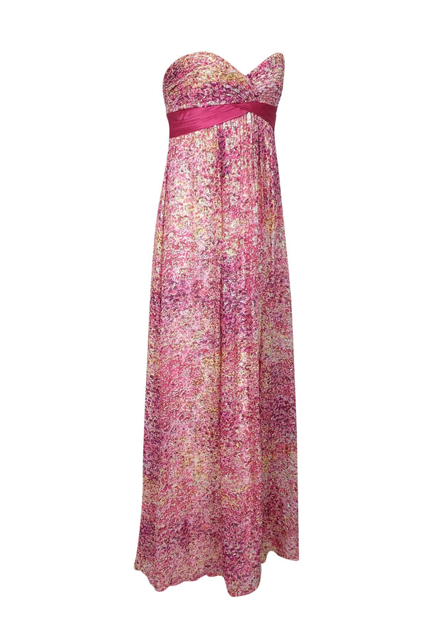 bcbg pink dress strapless Strapless 3D Floral Dress Hot Pink / 4