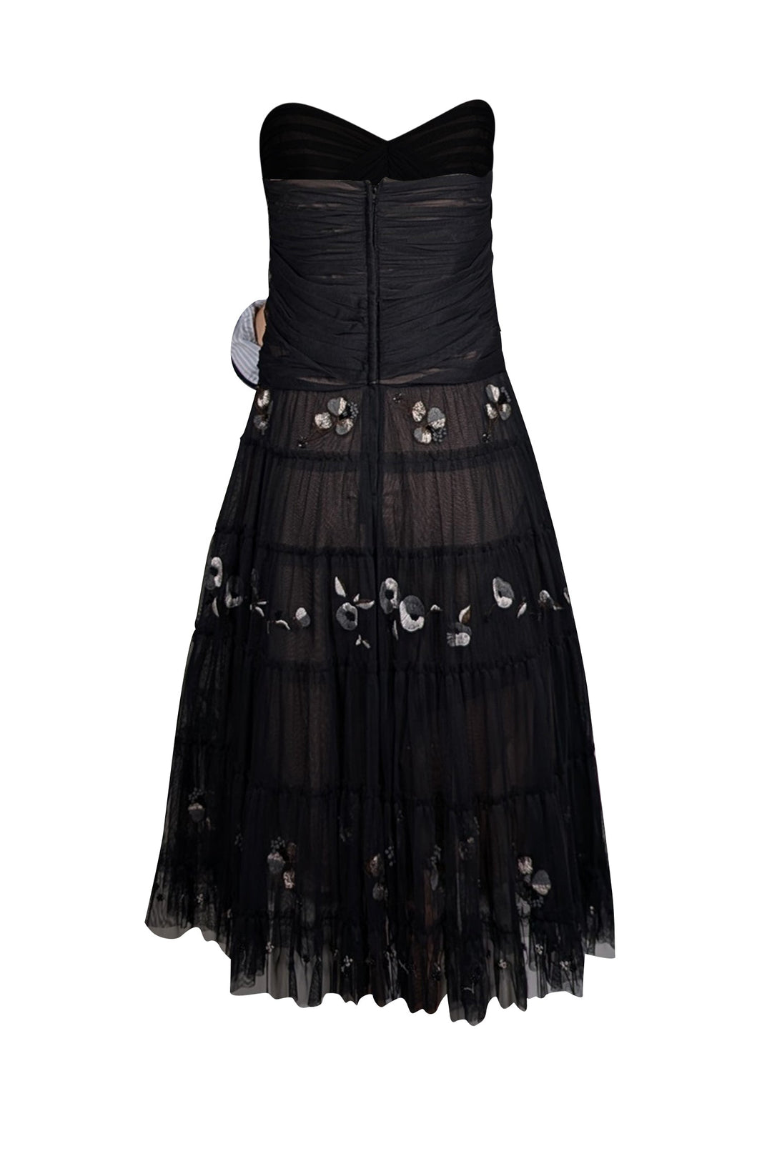 BCBG Max Azria - Black Tulle Strapless Midi Dress Sz M BCBG Max Azria - Black Tulle Strapless Midi Dress Sz M