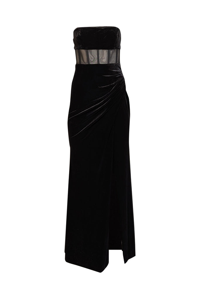 green emerald velvet dress Women's Ali A-Line Semi-Heart Neck Velvet Midi Dress S/M/L/Customize Black Mean Blvd Black / L main image 0