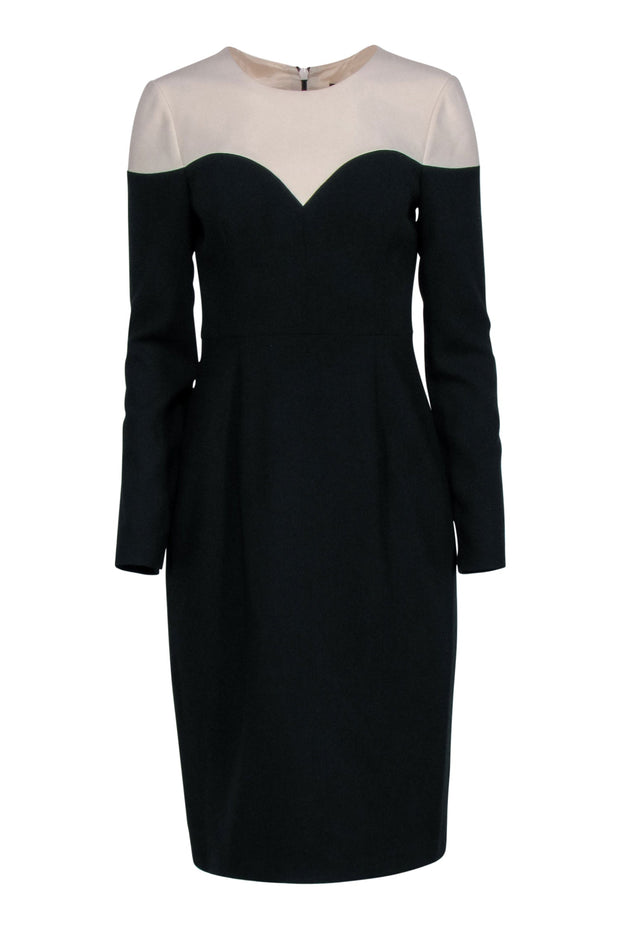 Black Halo - Black Midi Dress w/ Cream Colorblock Sz 8 Black Halo - Black Midi Dress w/ Cream Colorblock Sz 8