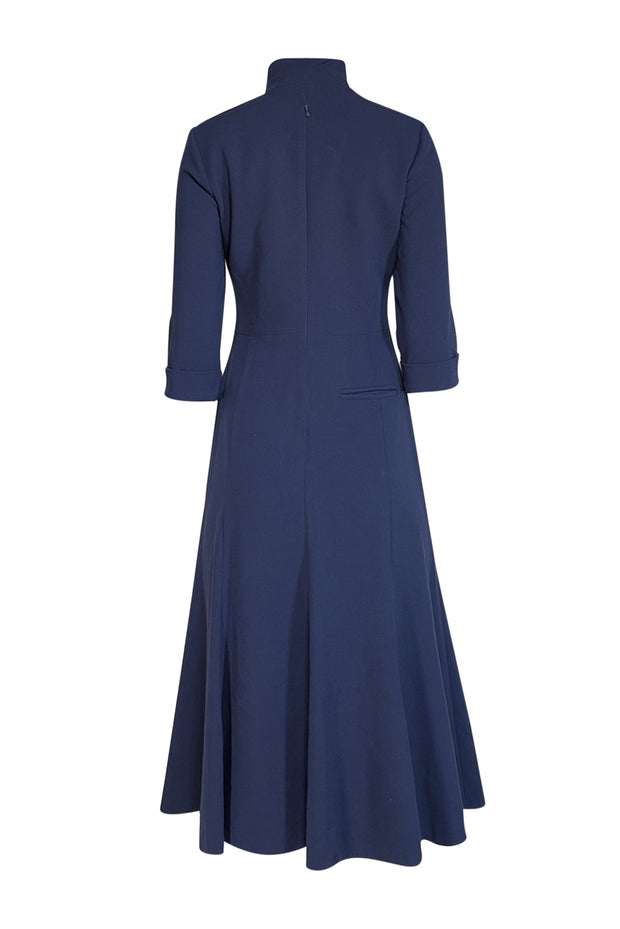 Black Halo - Navy Collared Fit & Flare Midi Dress Sz 6 Black Halo - Navy Collared Fit & Flare Midi Dress Sz 6