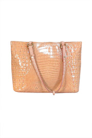 Current Boutique-Brahmin - Peach Pink Croc Embossed Leather Tote Bag