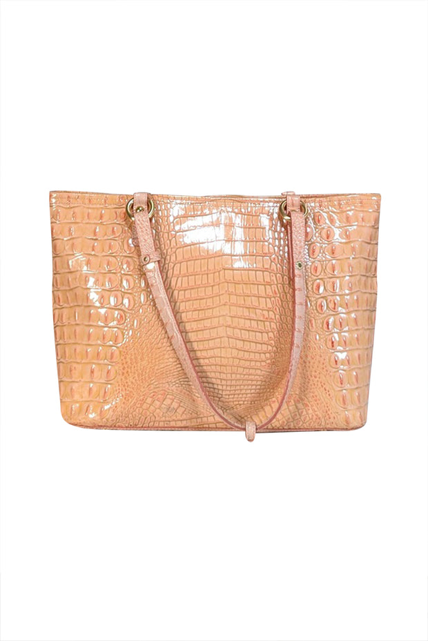 Current Boutique-Brahmin - Peach Pink Croc Embossed Leather Tote Bag