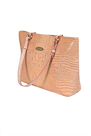 Current Boutique-Brahmin - Peach Pink Croc Embossed Leather Tote Bag