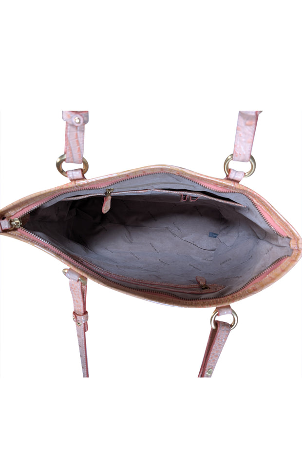 Current Boutique-Brahmin - Peach Pink Croc Embossed Leather Tote Bag