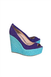 Current Boutique-Brian Atwood - Indigo Suede Espadrille Wedges Sz 10