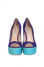 Current Boutique-Brian Atwood - Indigo Suede Espadrille Wedges Sz 10